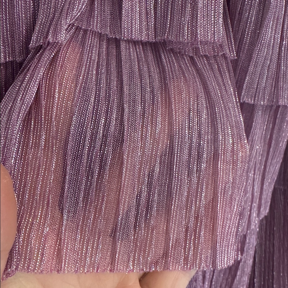 Gianni Bini Elegant Mauve Pink Purple Metallic Tiered Maxi Dress - Picture 11 of 11